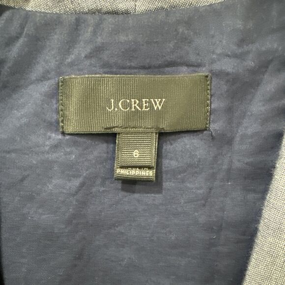 J.Crew Women's Blue Unstructured Shawl Collar Cotton Linen Blazer 6 - Picture 3 of 6